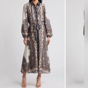 Julia Jordan Tie Belt Long Sleeve Midi shirtDress, size 6